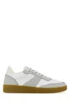 Apc A.p.c. Light Grey And Caramel Leather Sneakers In White