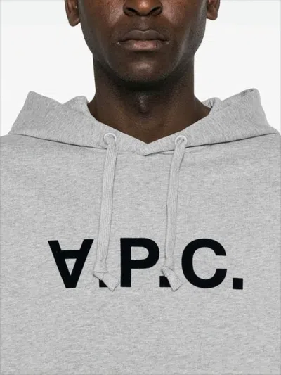 Apc Soft Cotton Hoodie With Bold Logo Accents In Gray