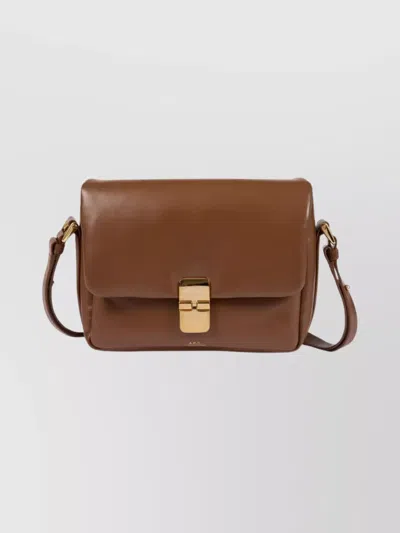 Apc Soft Rectangular Shoulder Bag With Adjustable Strap In Brown