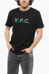 Apc A. P.c. Solid Color Crew-neck T-shirt With Flocked Logo