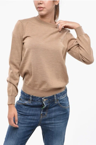 Apc Solid Color Merino Wool Philo Crew-neck Sweater In Brown
