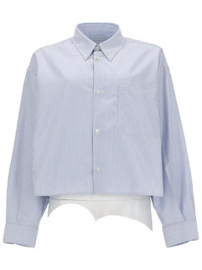 A.p.c. Sophia Cropped Pinstripe Organic Cotton Shirt In Purple