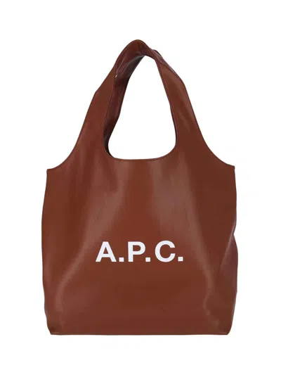 Apc Spacious Brown Fabric Tote Bag