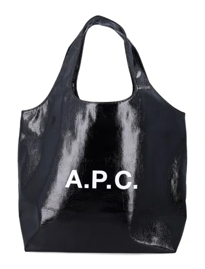 Apc A.p.c. Spacious Horizontal Tote Handbag - 35.5 Cm Height In Black