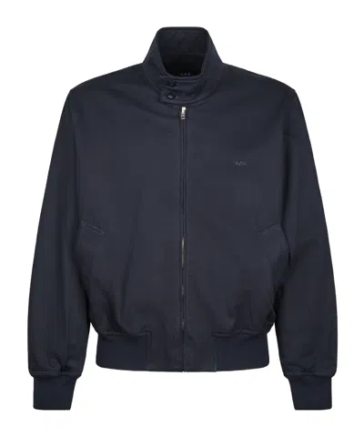 A.p.c. Stand Collar Zip-up Jacket In Blue