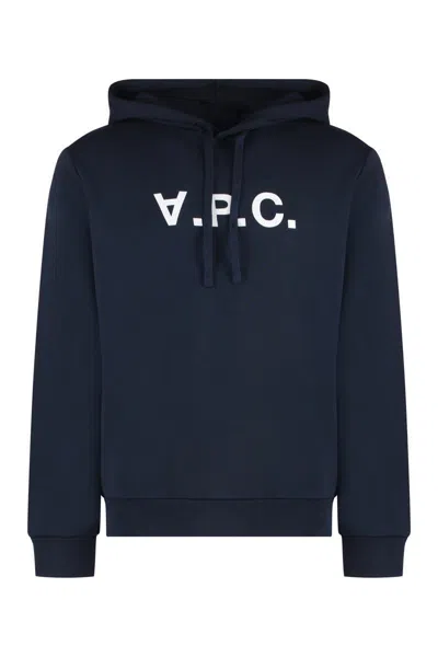 Apc A.p.c. Standard Grand Vpc Cotton Hoodie In Blue