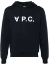 Apc Milo Logo-print Organic-cotton Hoodie In Navy