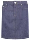 A.p.c. Denim Skirt Belt Loops Front Back Pockets In Purple