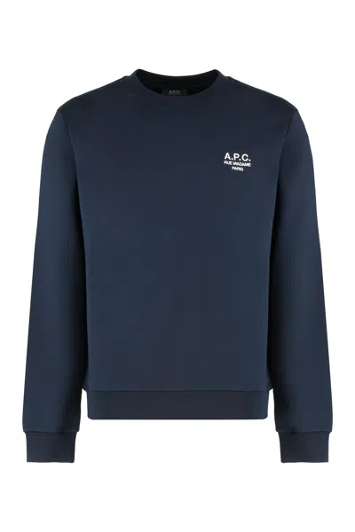 Apc Standard Rue Madame Cotton Crew-neck Sweatshirt In Blue