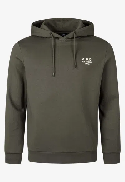 Apc Hooded Sweatshirt With Ribbed Cuffs And Hem In Green