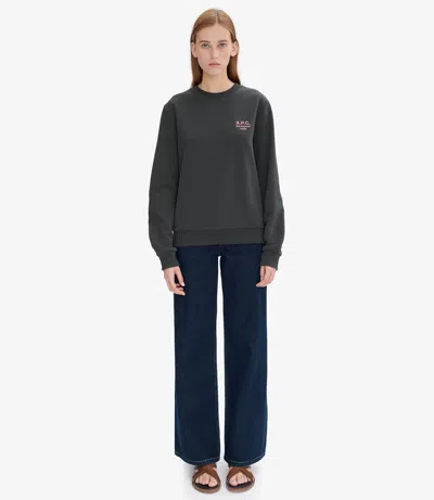 Apc Standard Rue Madame Sweatshirt (w) Xl Llf In Llf - Charcoal Gray/pink