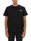 Apc A.p.c. Men Black Crewneck T-shirt With Logo Embroidered On The Front In Cotton Man In Black