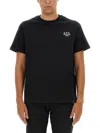 Apc A.p.c. Men Black Crewneck T-shirt With Logo Embroidered On The Front In Cotton Man In Black