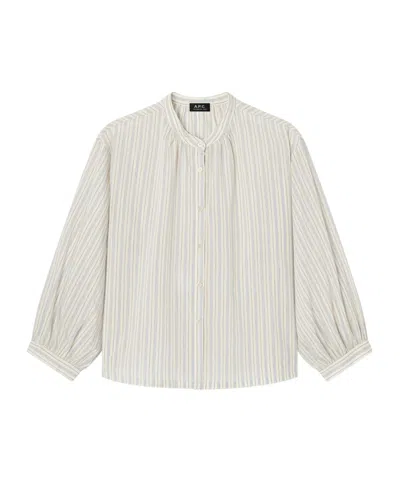 A.p.c. Stand-up Collar Shirt In Neutral