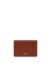 APC 'STEFAN' BROWN BI-FOLD WALLET WITH LAMINATED LOGO IN LEATHER WOMAN