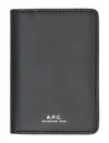 Apc Compact Leather Cardholder Stefan In Black