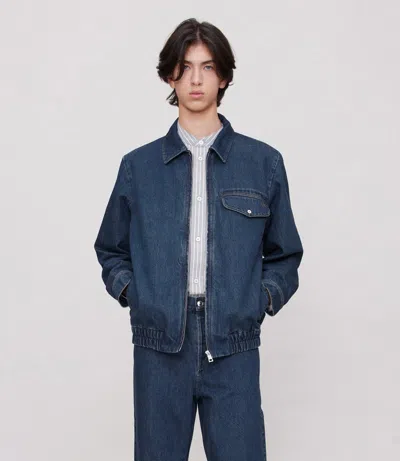 Apc A. P.c. Fabrizio Zipped Blouson Jacket Ial Washed Indigo In Blue