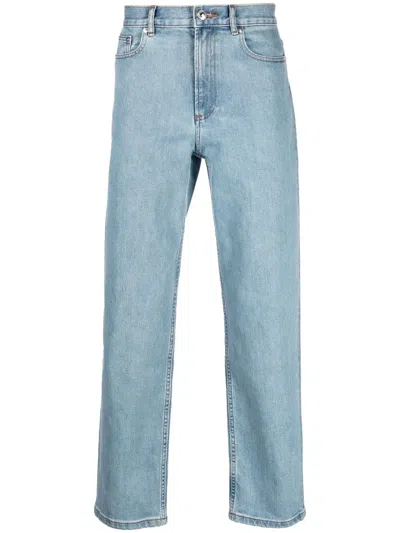 Apc Stonewashed Straight-legged Jeans In Blue
