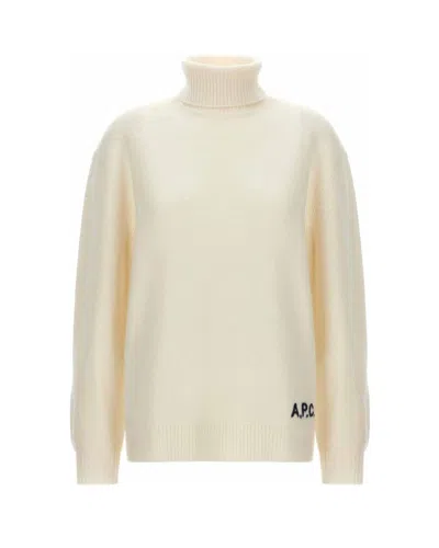 APC STRAIGHT-CUT ECRU SWEATER IN THICK VIRGIN MERINO WOOL
