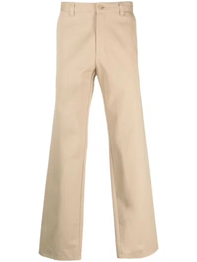 Apc Straight-leg Cotton Trousers In Neutrals