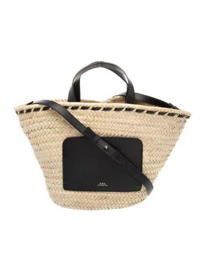 Pre-owned A.p.c. Straw Crossbody Bag In Neutral