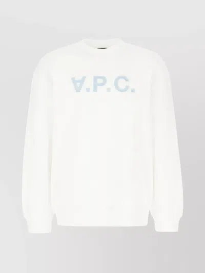Apc Stretch Cotton Crew-neck Sweatshirt With Drop Shoulders In White
