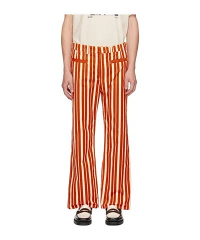 Apc Stripe Pattern Casual Pants In Red