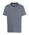 Apc A.p.c. Men Blue T-shirt With Striped Motif And Logo Embroidered On The Front In Cotton Man In Black