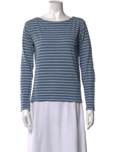 Pre-owned A.p.c. Striped Bateau Neckline Top In Blue