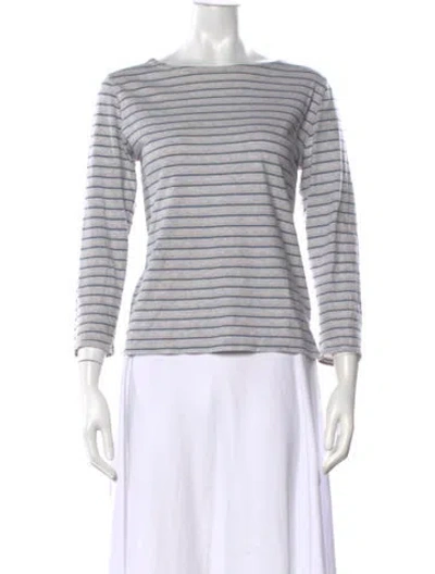 Pre-owned A.p.c. Striped Bateau Neckline T-shirt In Gray