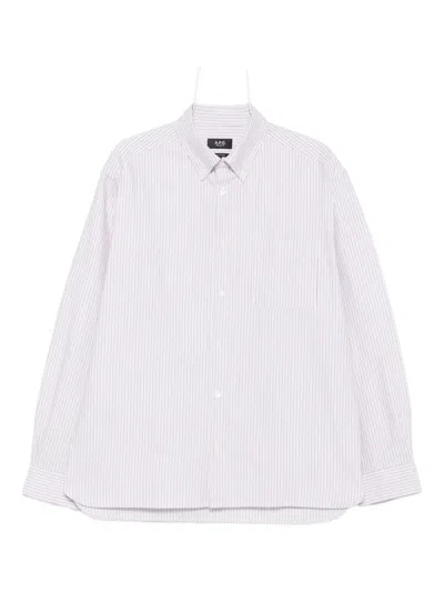 Apc Striped Button-down Shirt In White