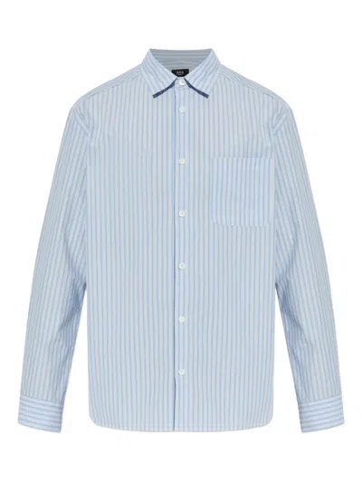 Apc Striped Button-up Shirt In Blue