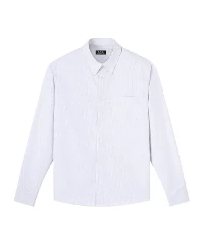 A.p.c. Long-sleeve Buttoned Shirt In Blue