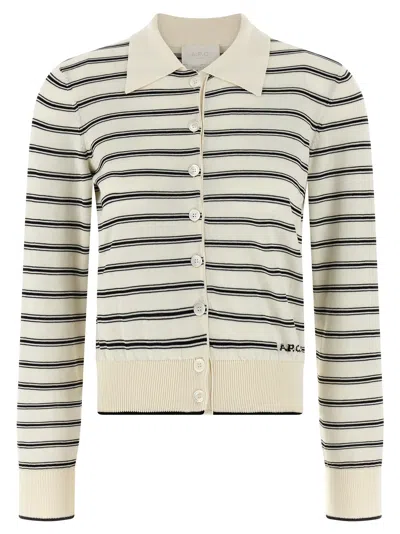 Apc Striped Cardigan Jumpers And Cardigans White/black