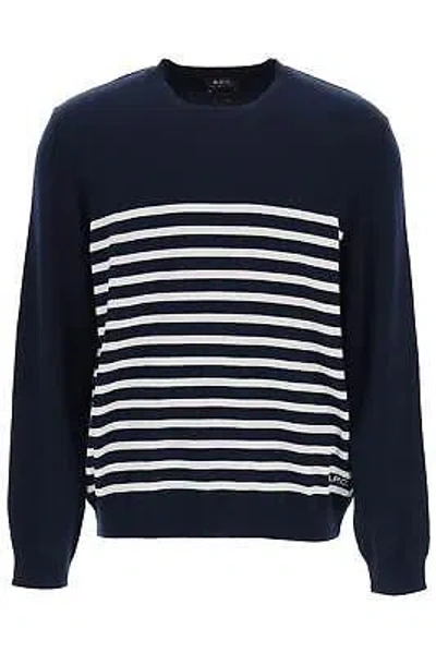 Pre-owned Apc A.p.c. Striped Cashmere And Cotton Pullover In Blue