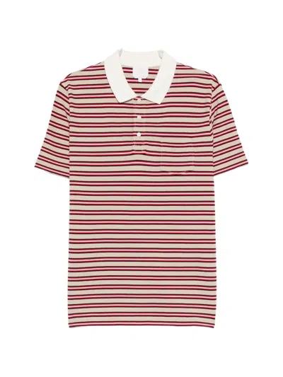 Apc Striped Chest-pocket Polo Shirt In Pink