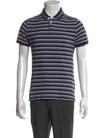 Pre-owned A.p.c. Striped Collar Polo Shirt In Black