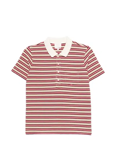 Apc Striped Collared Polo Shirt In Pink