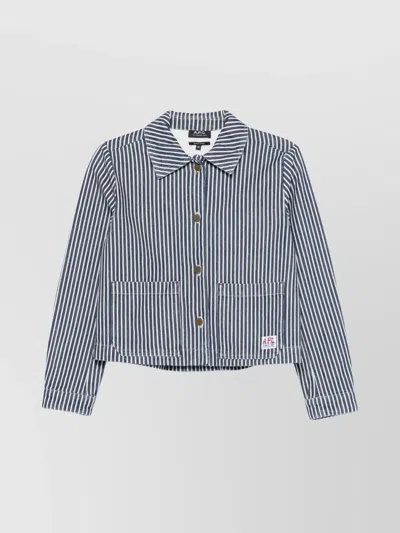 Apc Striped Cotton Jacket With Box-pleat Detail In Multi