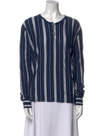 Pre-owned Apc Striped Crew Neck Blouse In Blue