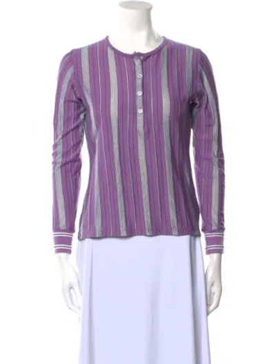 Pre-owned Apc Striped Crew Neck Blouse In Purple