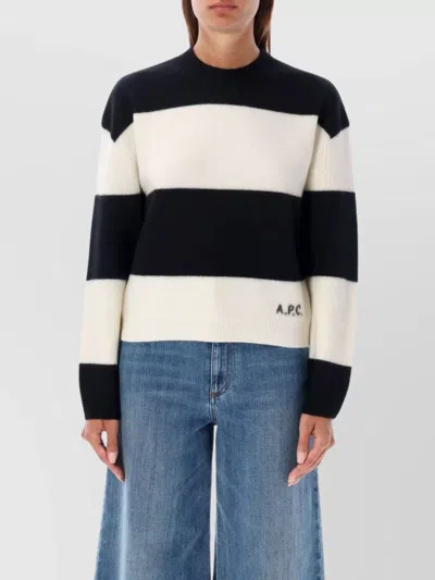 APC STRIPED CREW NECK KNIT