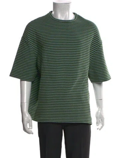 Pre-owned A.p.c. Striped Crew Neck Pullover In Green