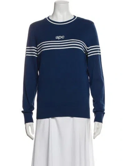 Pre-owned A.p.c. Striped Crew Neck Sweater In Blue