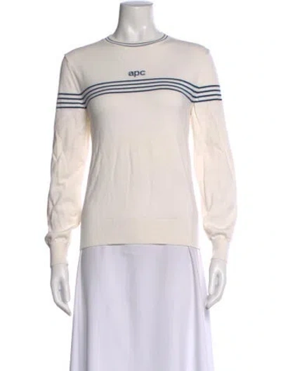 Pre-owned A.p.c. Striped Crew Neck Sweater In Neutral