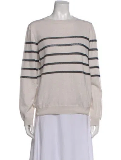 Pre-owned A.p.c. Striped Crew Neck Sweater In White