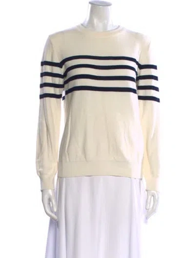 Pre-owned A.p.c. Striped Crew Neck Sweater In White