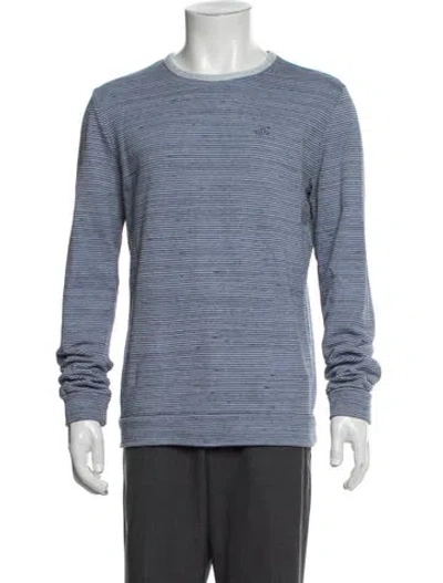 Pre-owned A.p.c. Striped Crew Neck Sweatshirt In Blue