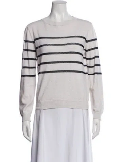 Pre-owned Apc Striped Crew Neck Sweatshirt In White