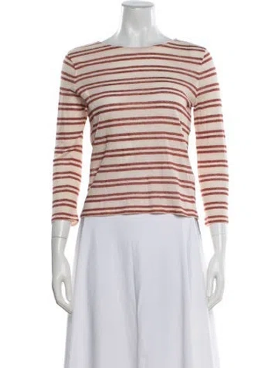 Pre-owned A.p.c. Striped Crew Neck Top In Pink